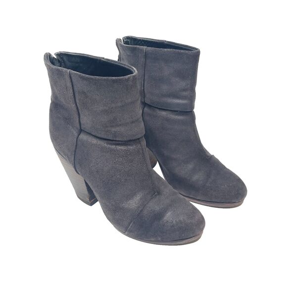 RAG AND BONE Newbury Black Suede Zip Up Bootie Womens Size EU 36.5/US 6.5 - Picture 1 of 10